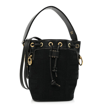 Fendi Canvas Vitello King F is Fendi FF Embroidered Mini Mon Tresor Bucket Bag Black 1 of 12