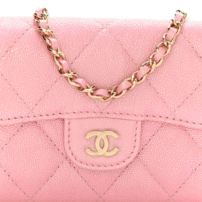 Chanel Iridescent Caviar Quilted Flap Card Holder On Chain Pink 9 of 9