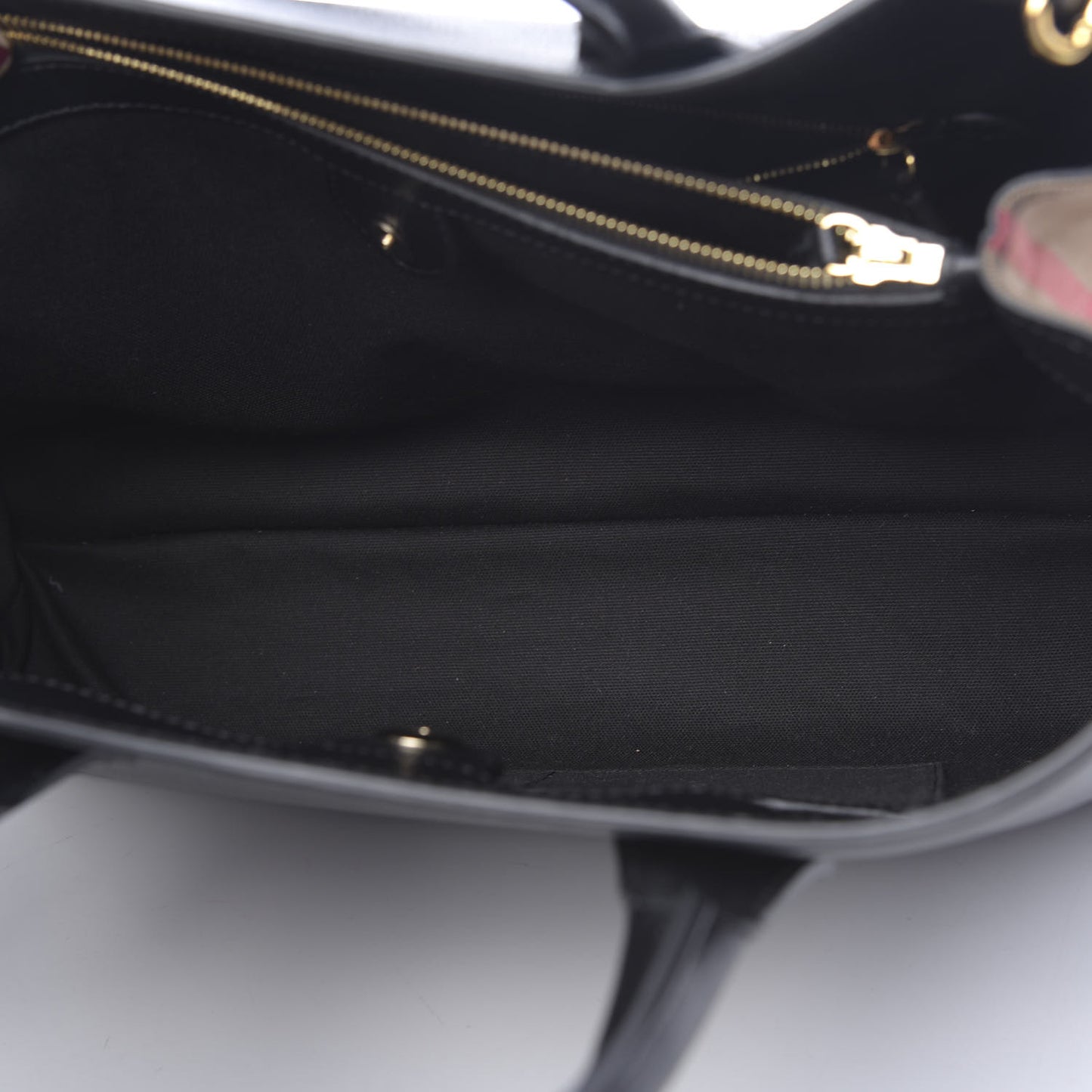 Grainy Calfskin House Check Large Banner Tote Black