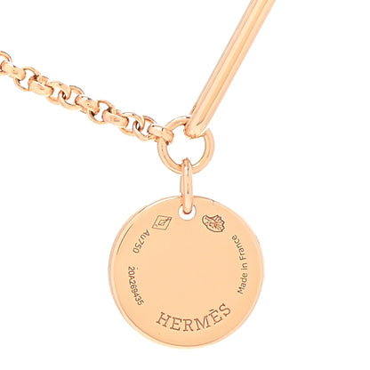 Hermes 18K Rose Gold Diamond TPM Ex-Libris Pendant Necklace 4 of 5