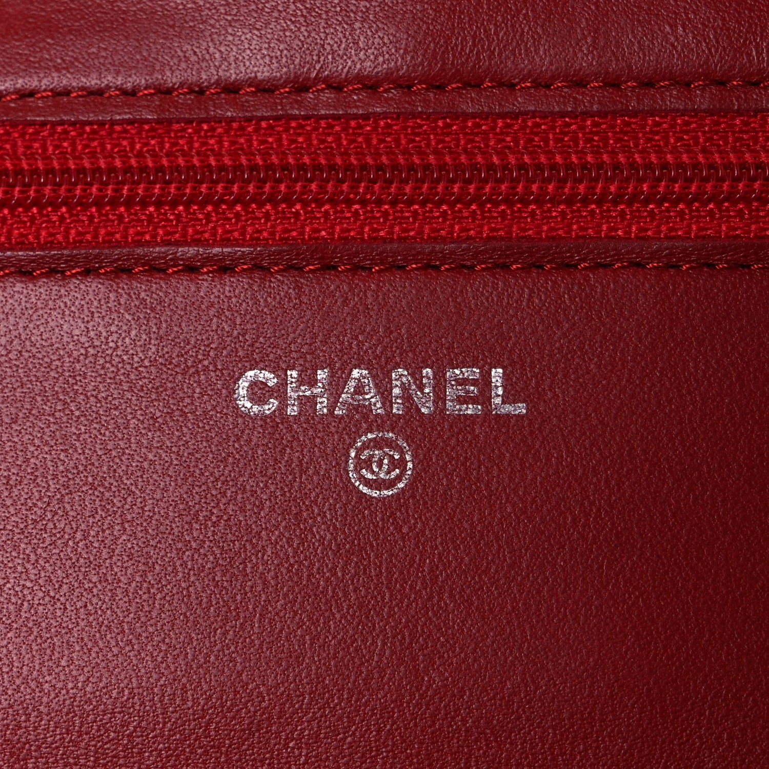 Chanel Lambskin Quilted Wallet On Chain WOC Red 14 of 28