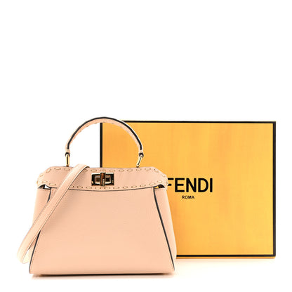Fendi Cuoio Romano Selleria Mini Peekaboo Iconic Satchel Rosa Plaster 14 of 14