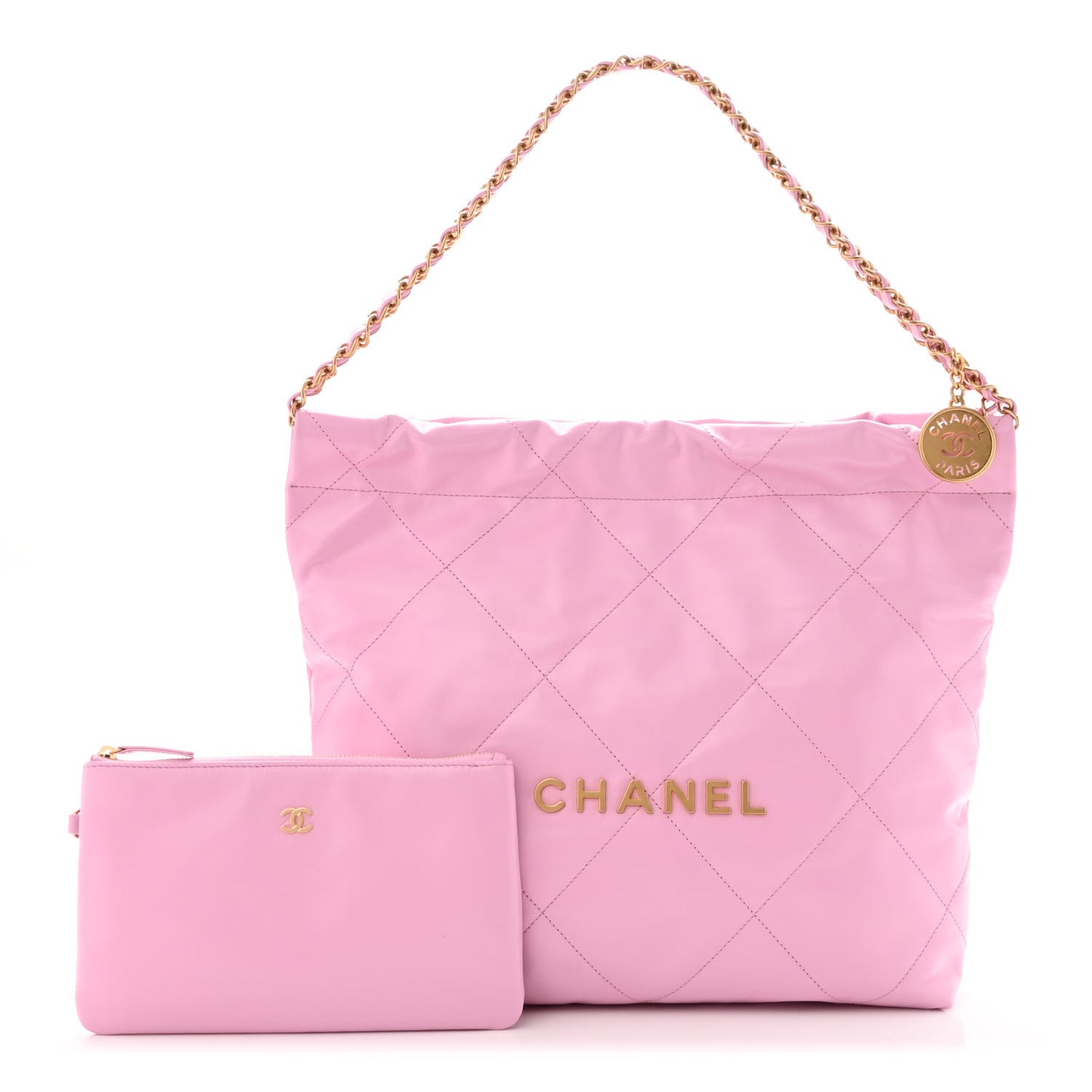 Shiny Calfskin Quilted Small Chanel 22 Pink