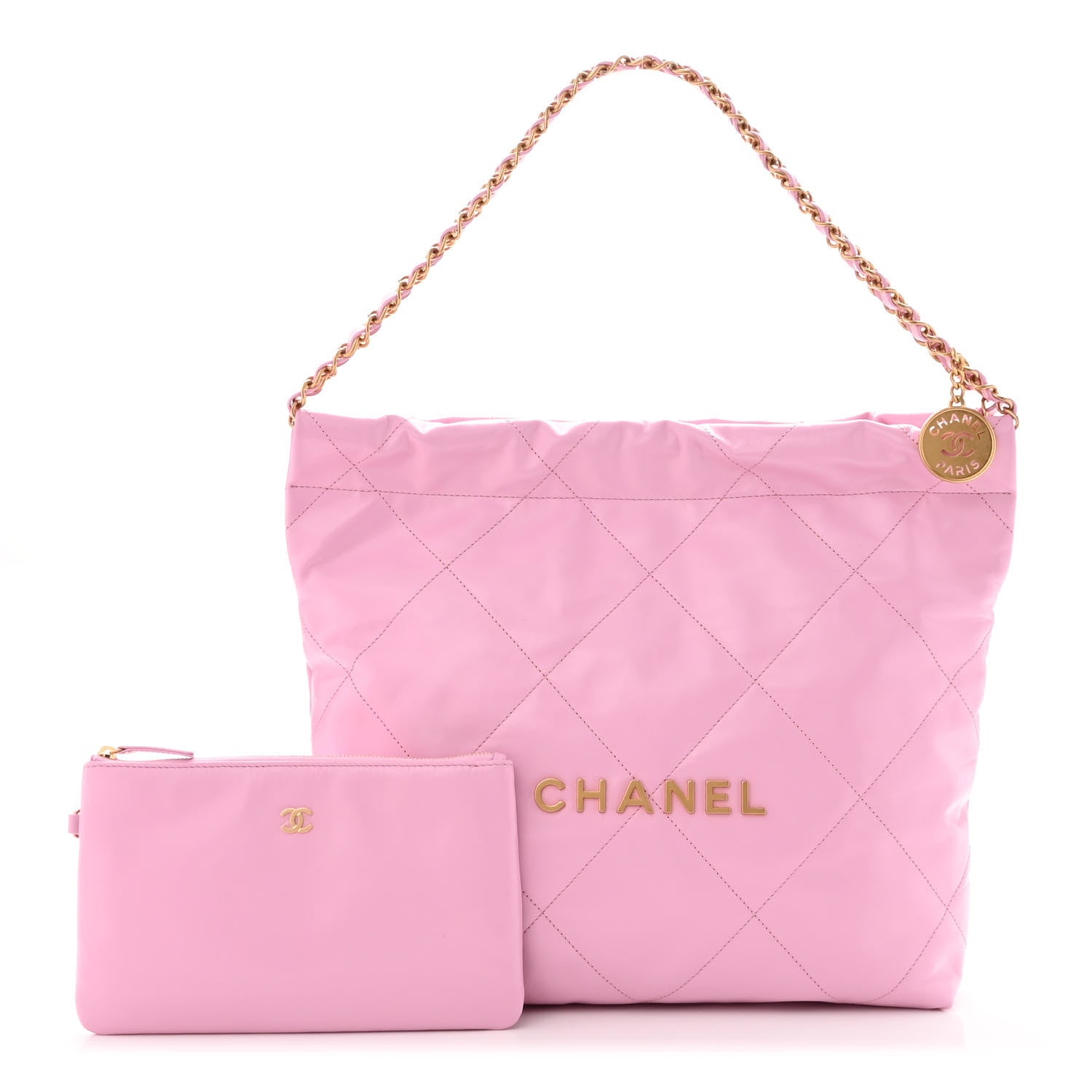 Chanel Shiny Calfskin Quilted Small Chanel 22 Pink 1 of 10
