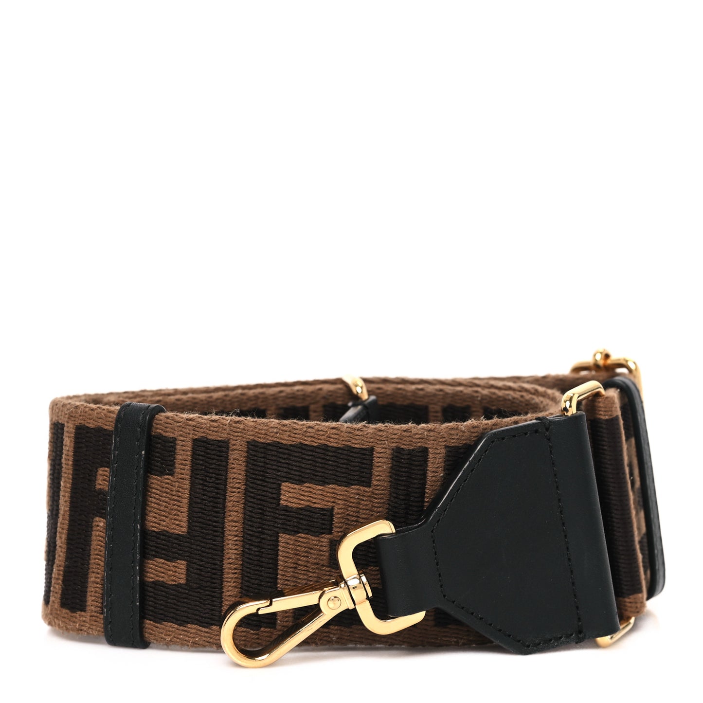 Jacquard Ribbon Vitello King FF Adjustable Strap You Fango Marrone Black