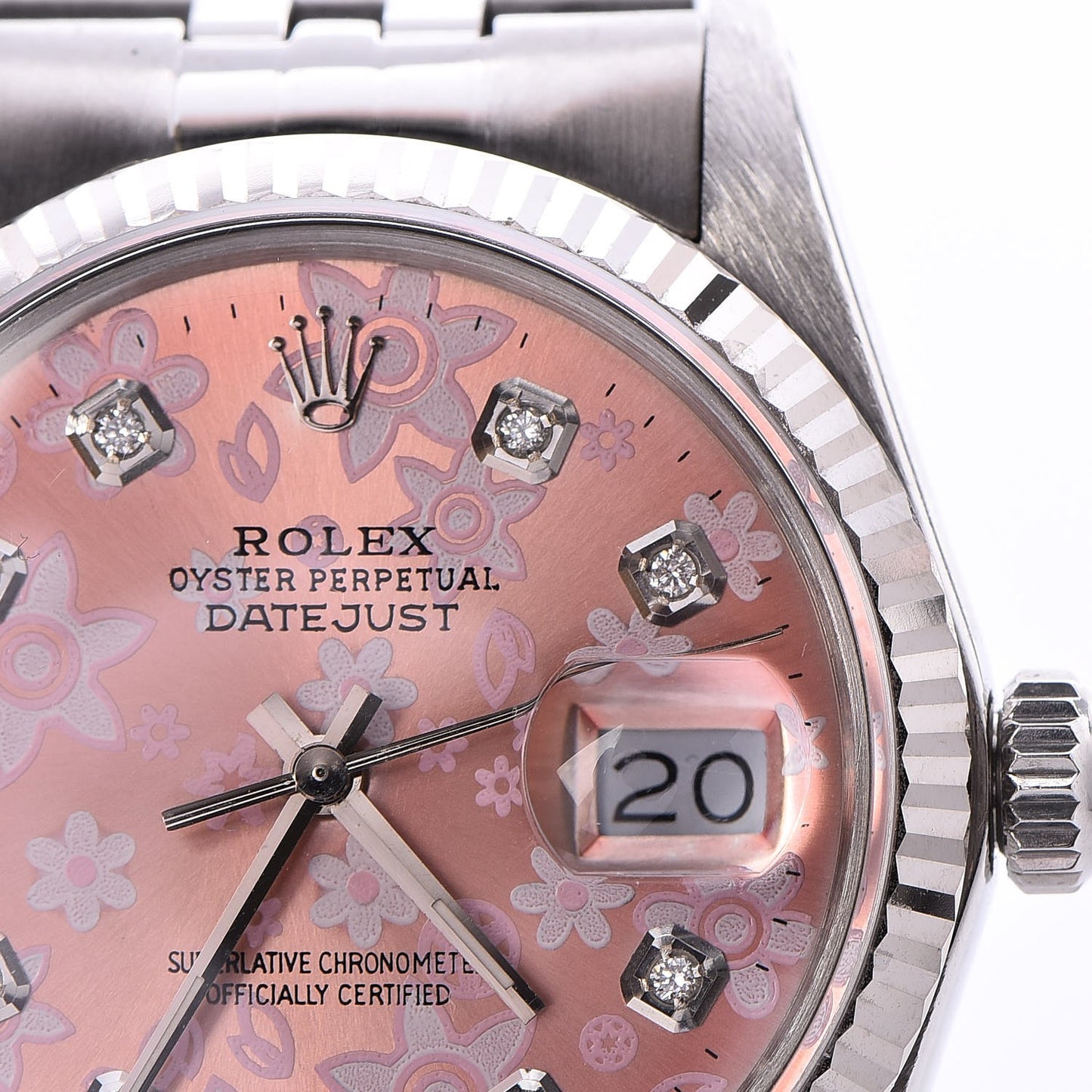 Stainless Steel 18K White Gold Diamond 36mm Oyster Perpetual Datejust Watch Pink Flowers 16030