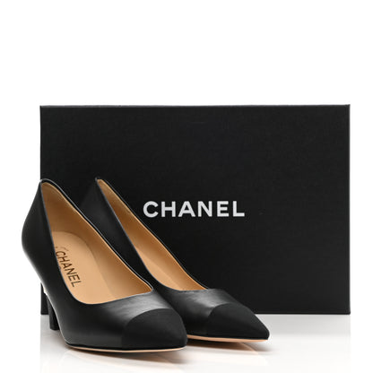 Chanel Lambskin Grosgrain Cap Toe CC Pumps 38.5 Black 8 of 8
