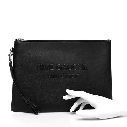 Saint Laurent Vitello Rive Gauche Zipped Pouch Black 2 of 10