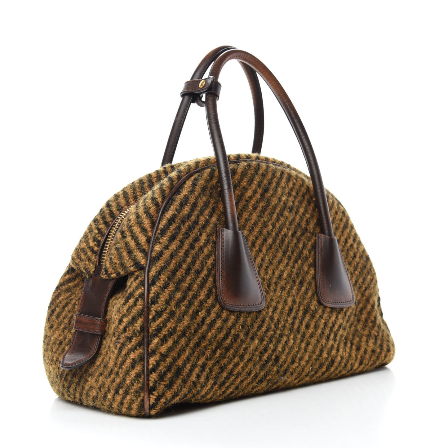 Tessuto Tweed Vitello Vintage Bowling Bag Brown