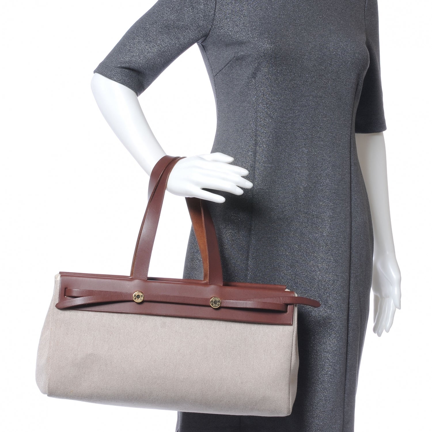 Hermes Toile Herbag Cabas Natural and Brown 2 of 8
