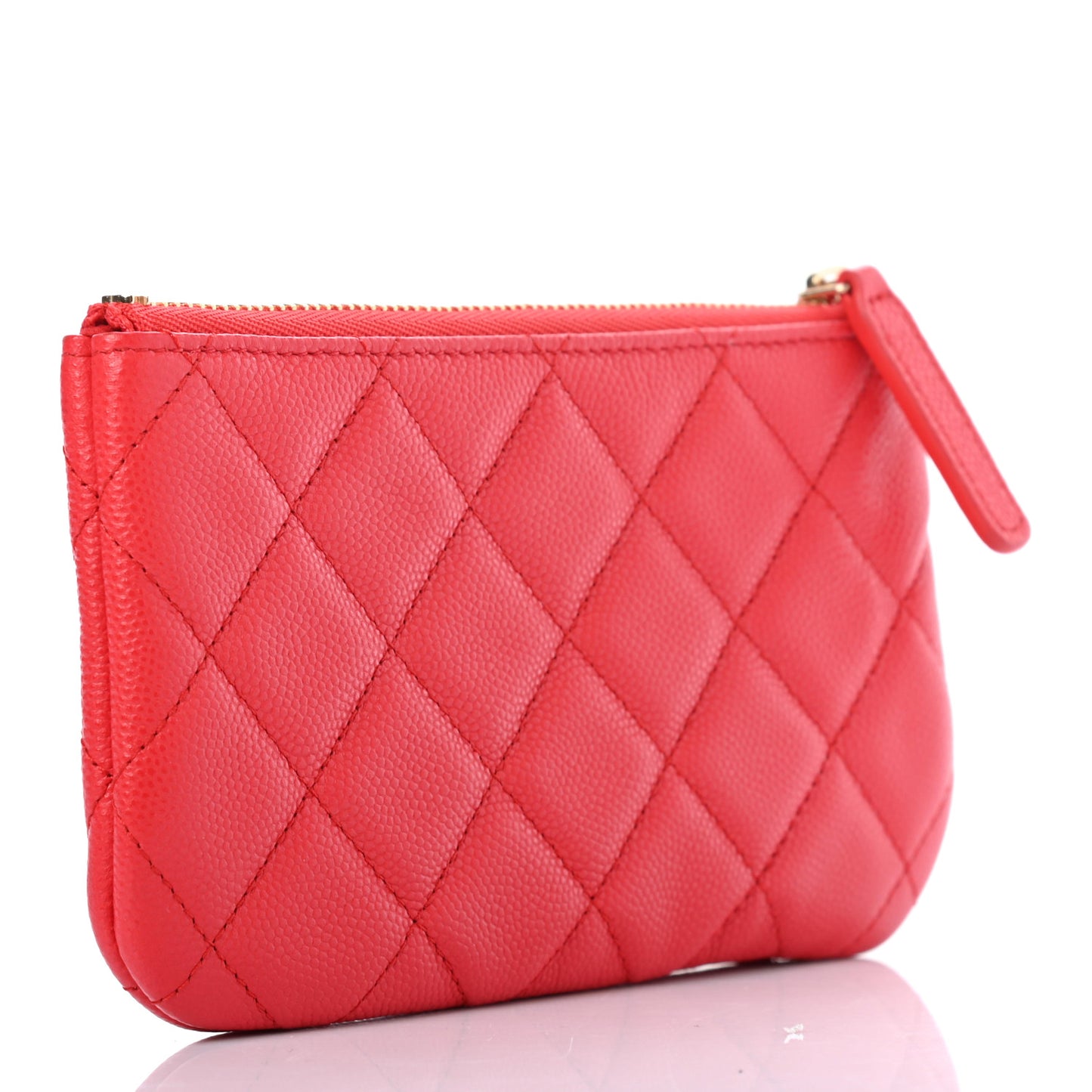 Caviar Quilted Small Cosmetic Case Red