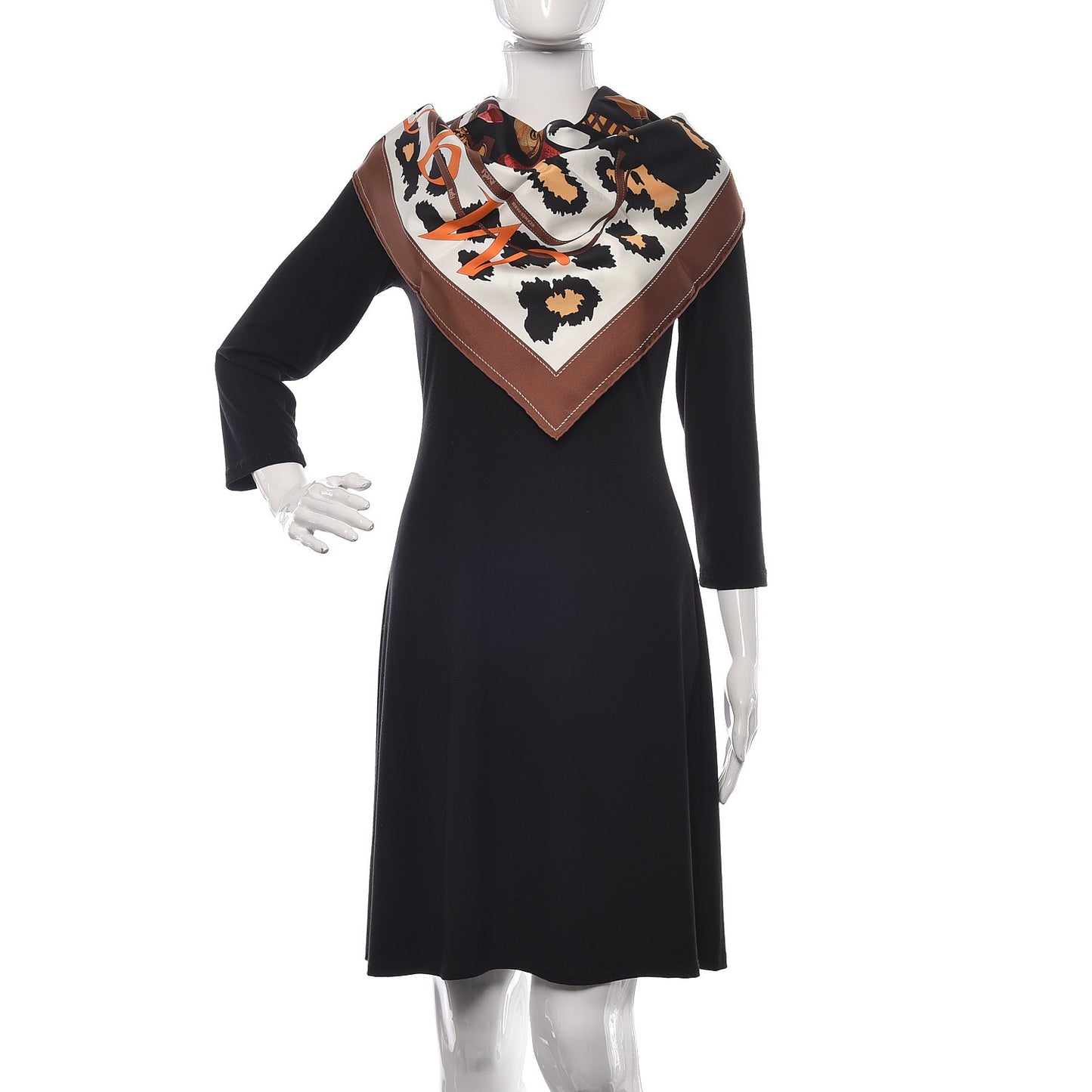Silk Monsieur et Madame Scarf 90 Chocolat Ivory Black