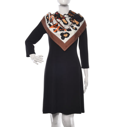 Hermes Silk Monsieur et Madame Scarf 90 Chocolat Ivory Black 2 of 4