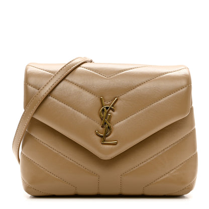 Saint Laurent Calfskin Y Quilted Monogram Toy Loulou Crossbody Bag Latte 1 of 10