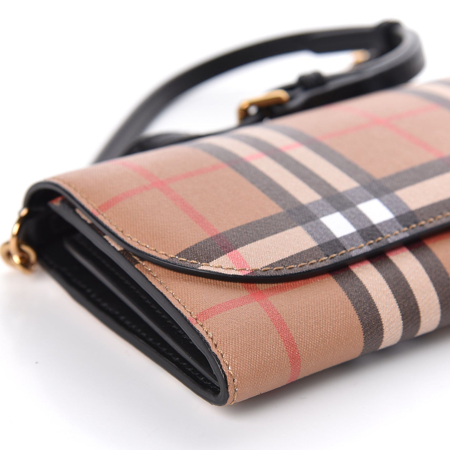 Vintage Check Henley Wallet On Chain Black
