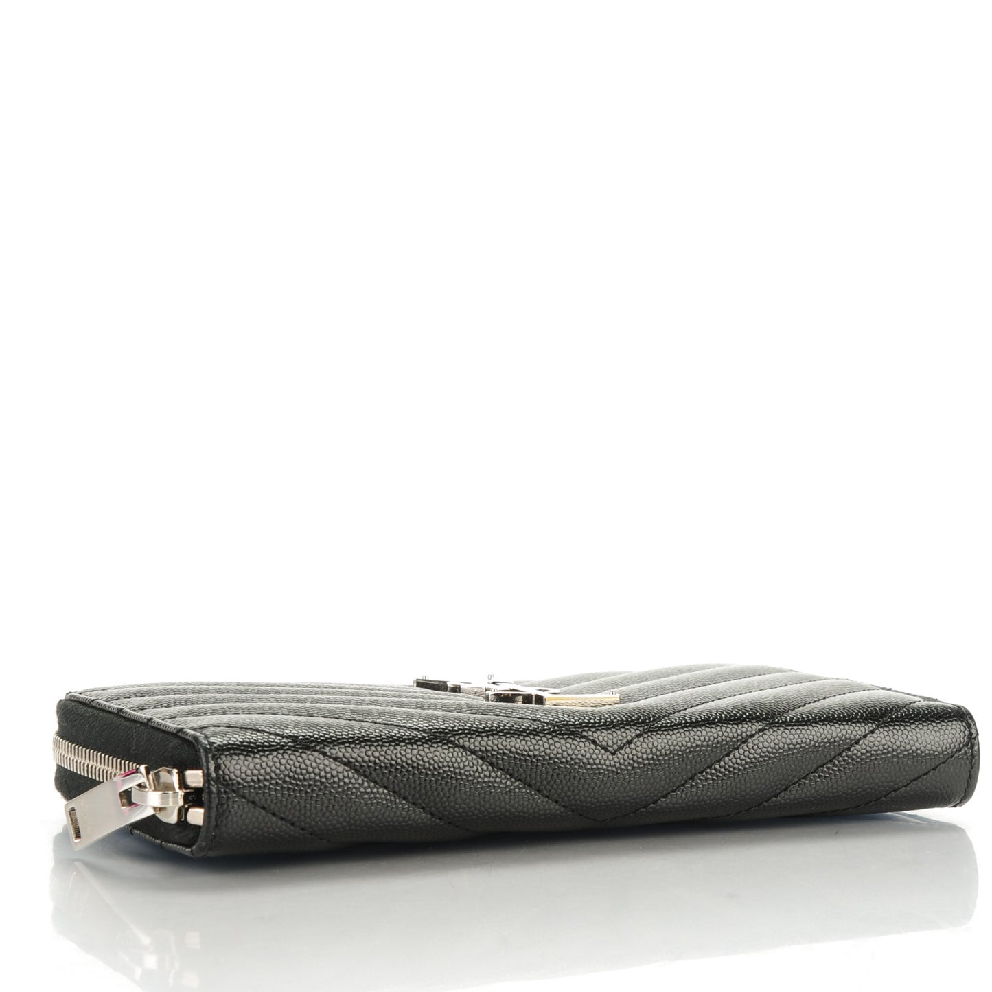 Grain De Poudre Matelasse Chevron Monogram Zip Around Wallet Black