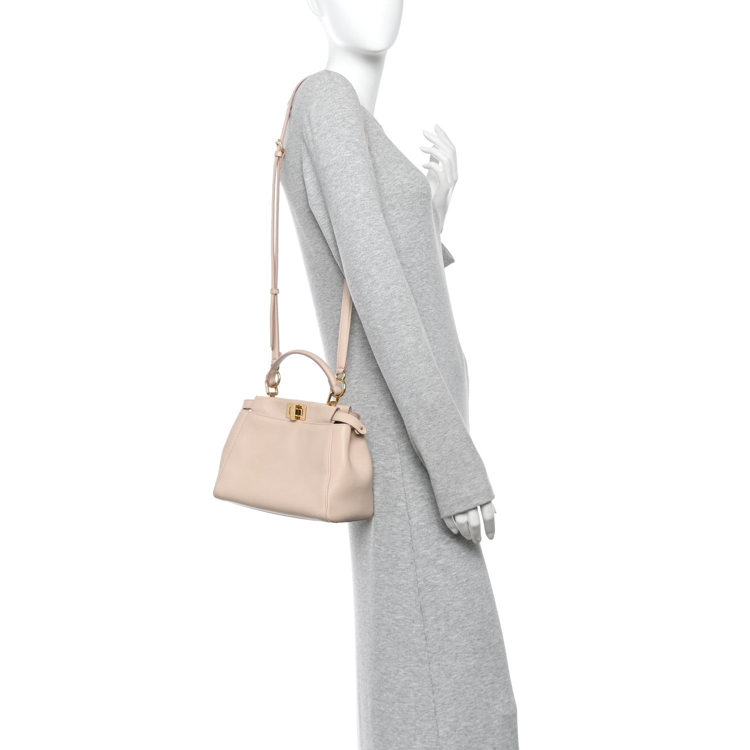Fendi Nappa Mini Peekaboo Iconic Satchel Rosa Plaster 2 of 17