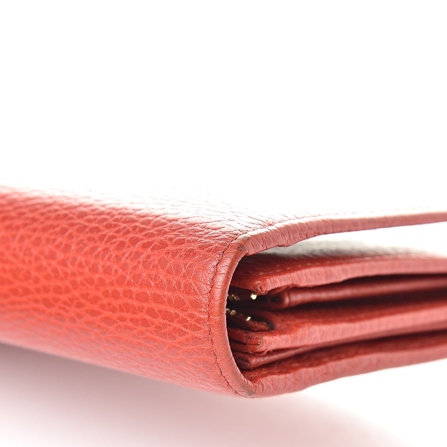 Pebbled Calfskin Continental Wallet Red