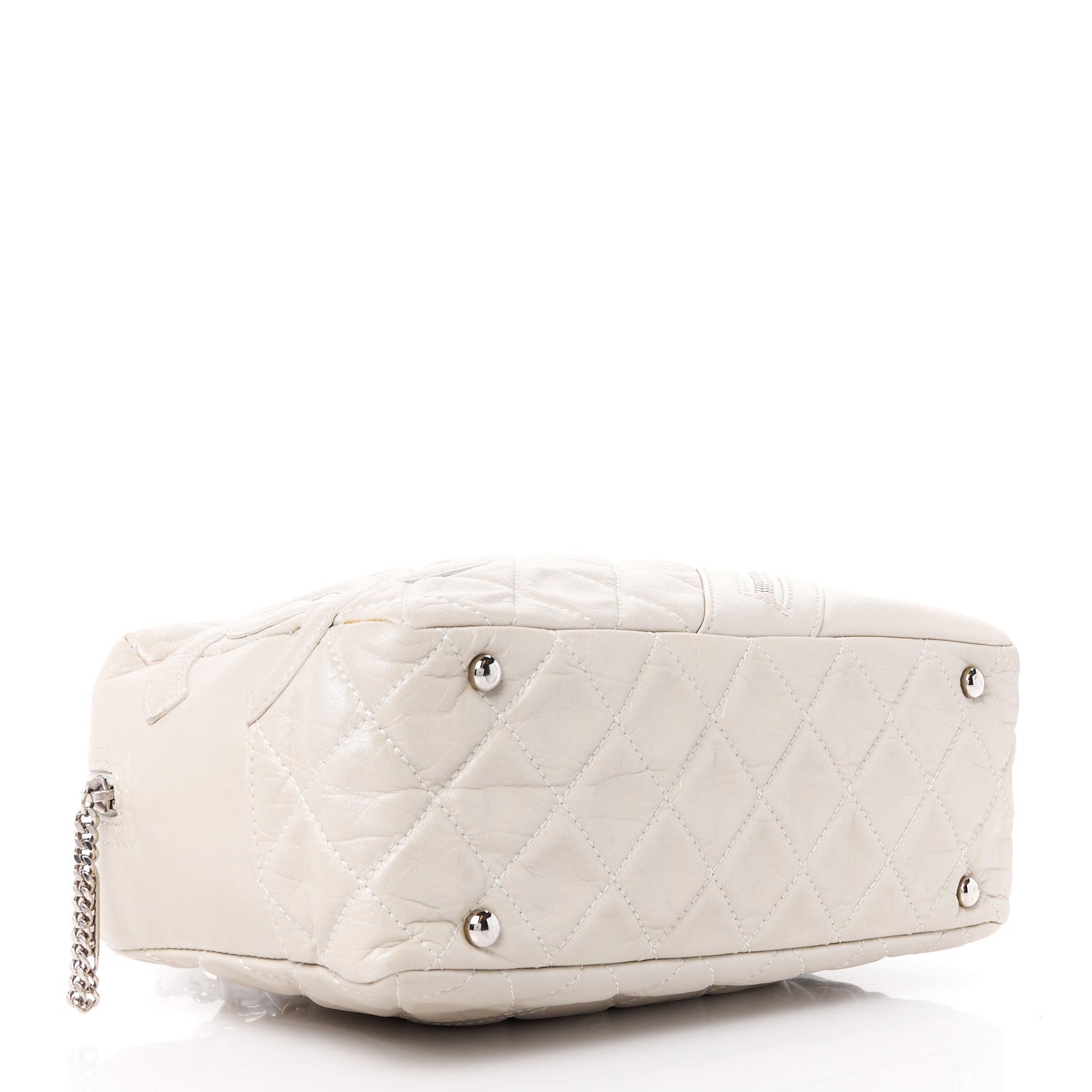 Chanel Aged Calfskin Quilted Cotton Club Bowler Pearl 4 of 10