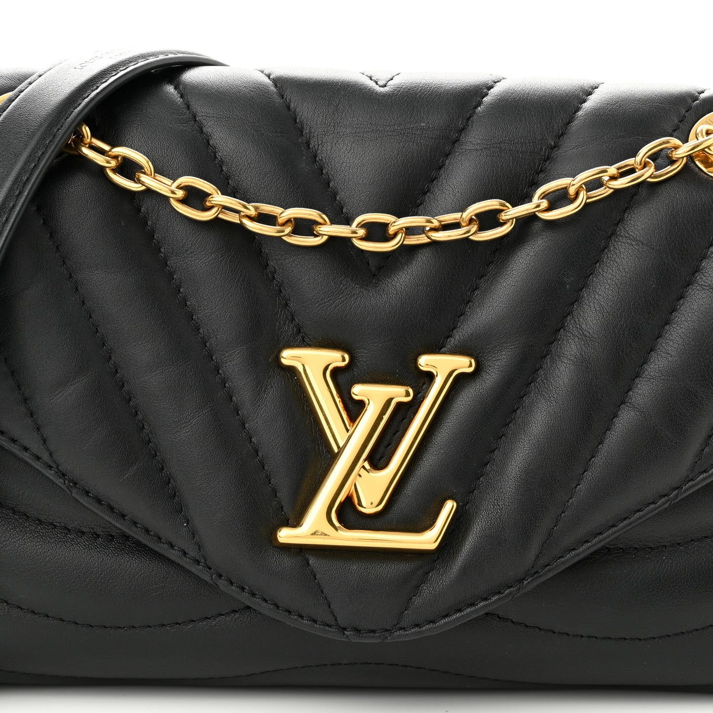 Calfskin LV New Wave Chain Bag Black