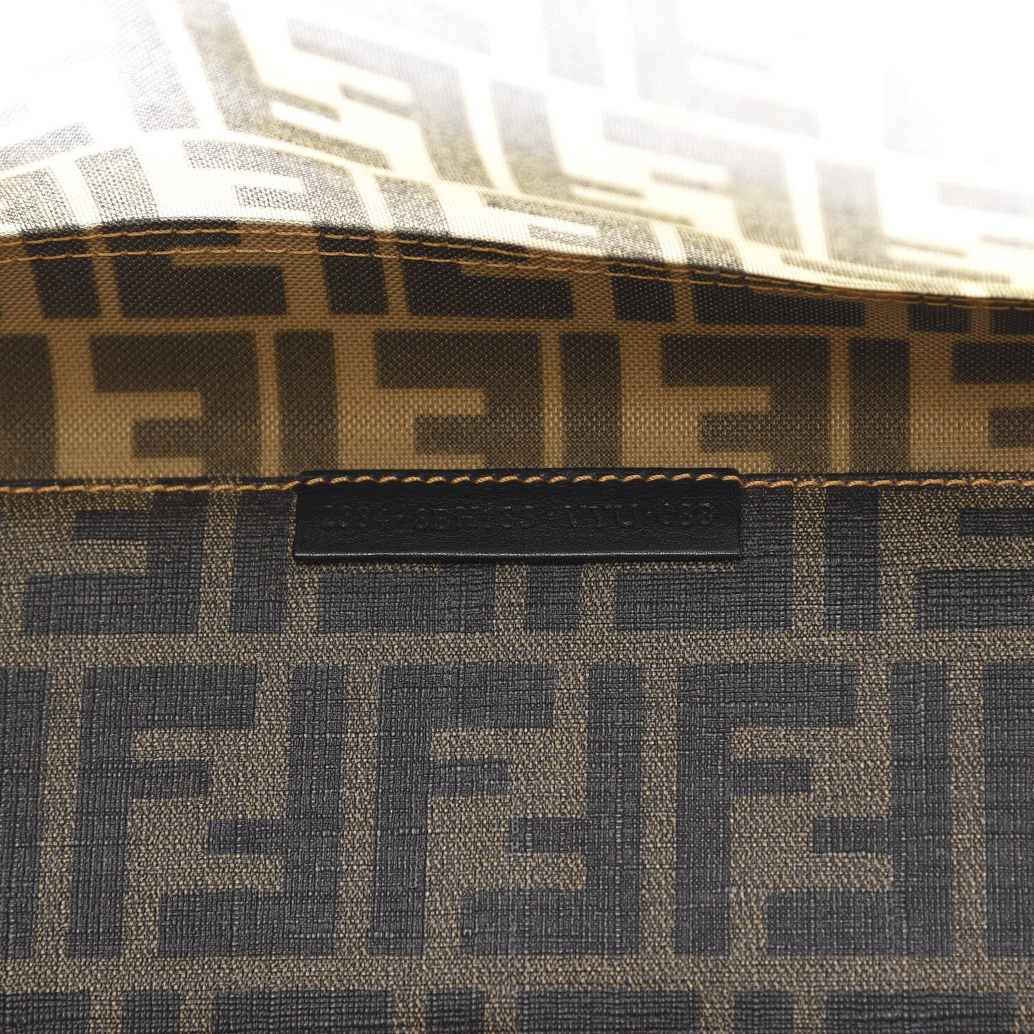 Fendi Mesh Glazed Fabric FF 1974 Tote Tobacco 11 of 11