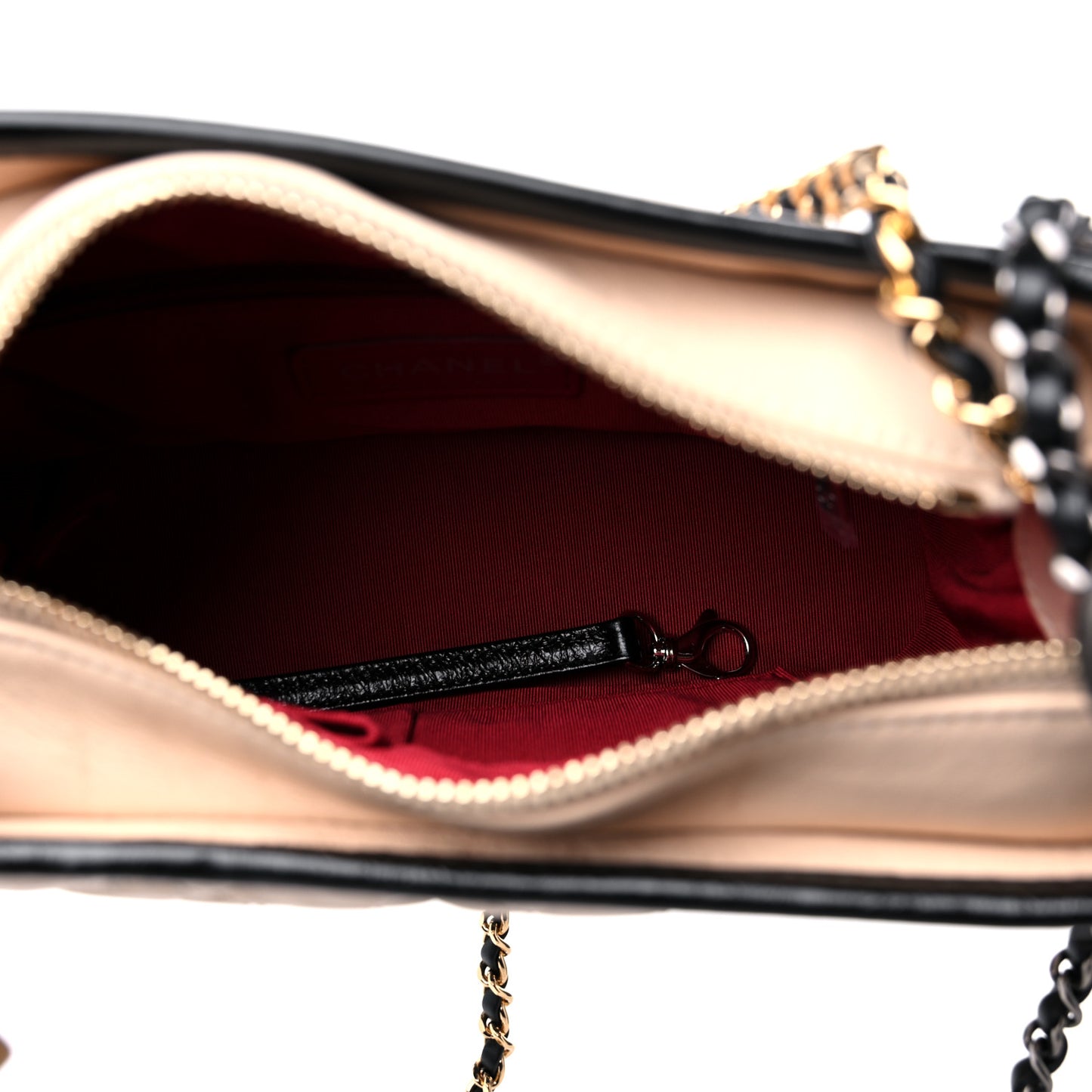 Aged Calfskin Quilted Small Gabrielle Hobo Beige Black