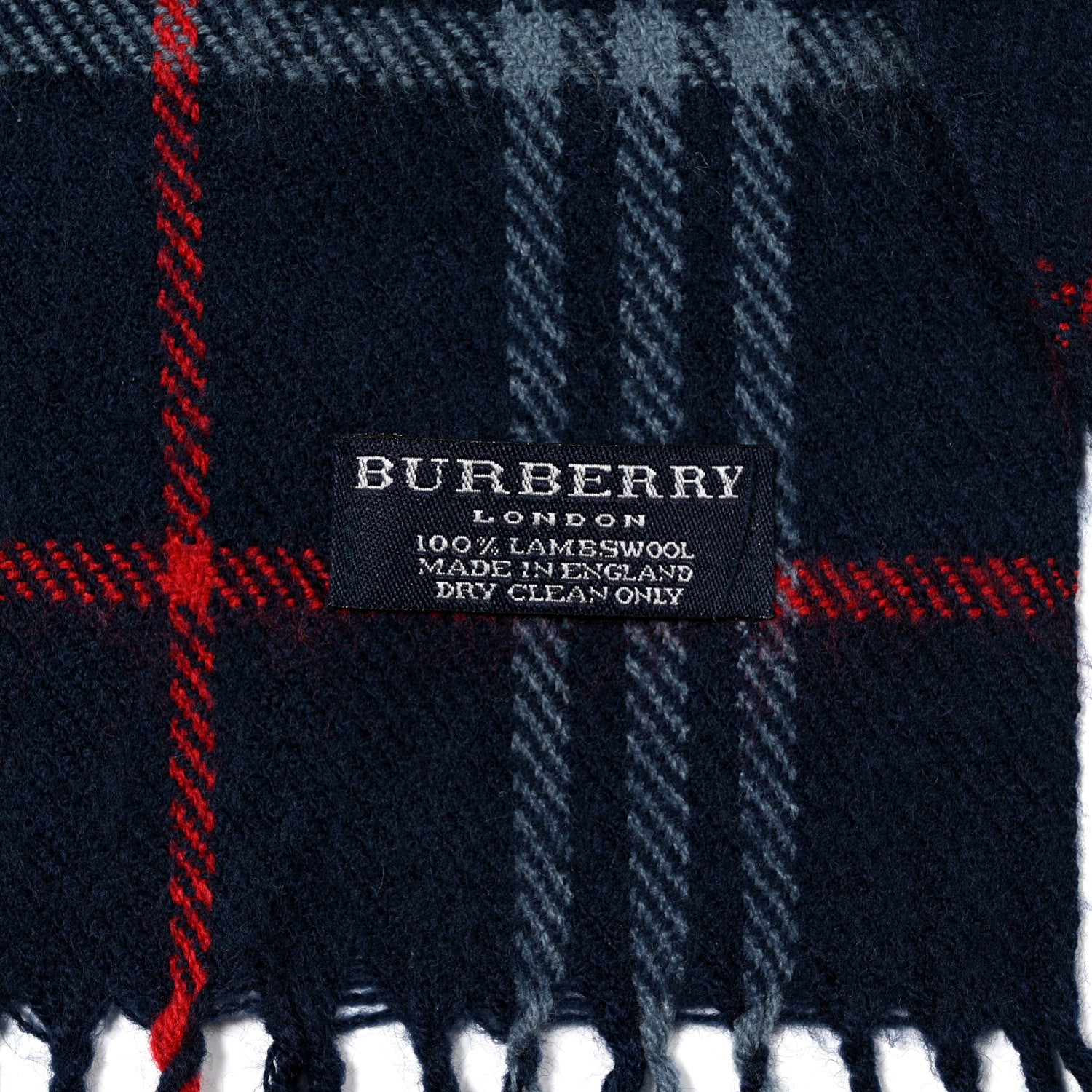 Burberry Lambswool Check Fringe Scarf Navy 3 of 4