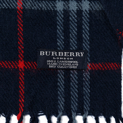 Burberry Lambswool Check Fringe Scarf Navy 3 of 4