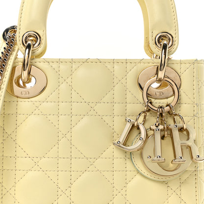 Christian Dior Lambskin Cannage Mini Lady Dior Soft Yellow 8 of 10