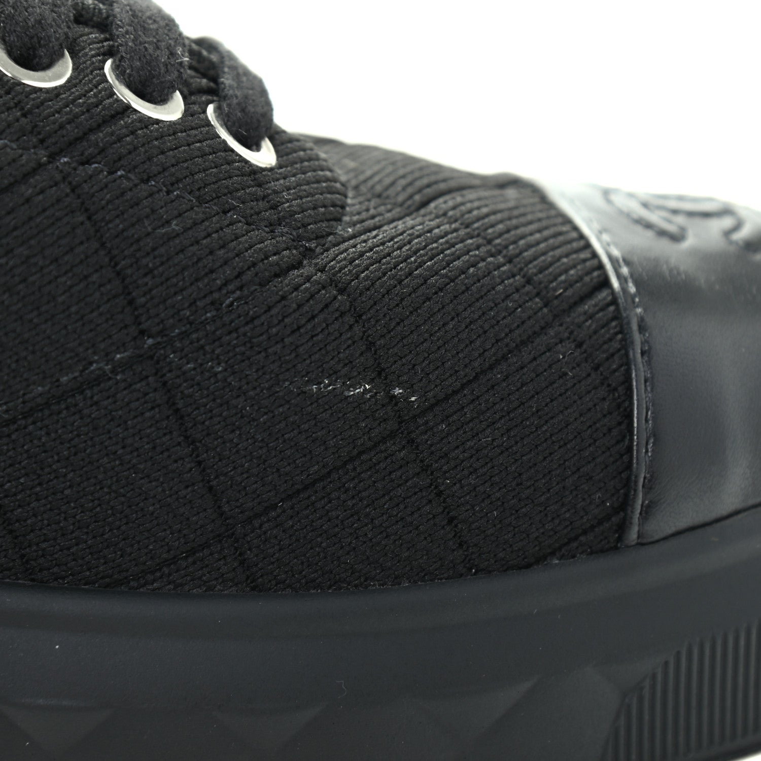 Chanel Fabric Quilted Lambskin Cap Toe Lace Up Sneakers 39.5 Black 9 of 9