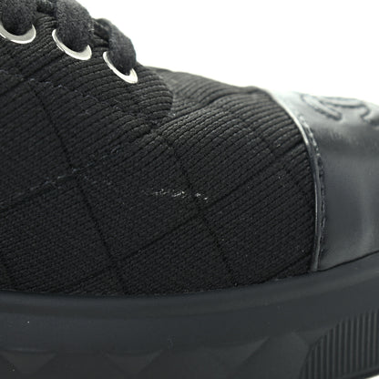 Chanel Fabric Quilted Lambskin Cap Toe Lace Up Sneakers 39.5 Black 9 of 9