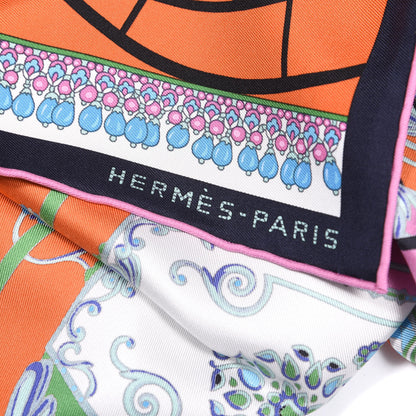 Hermes Silk Coupe De Gala Pocket Square Black Orange Multicolor 5 of 6