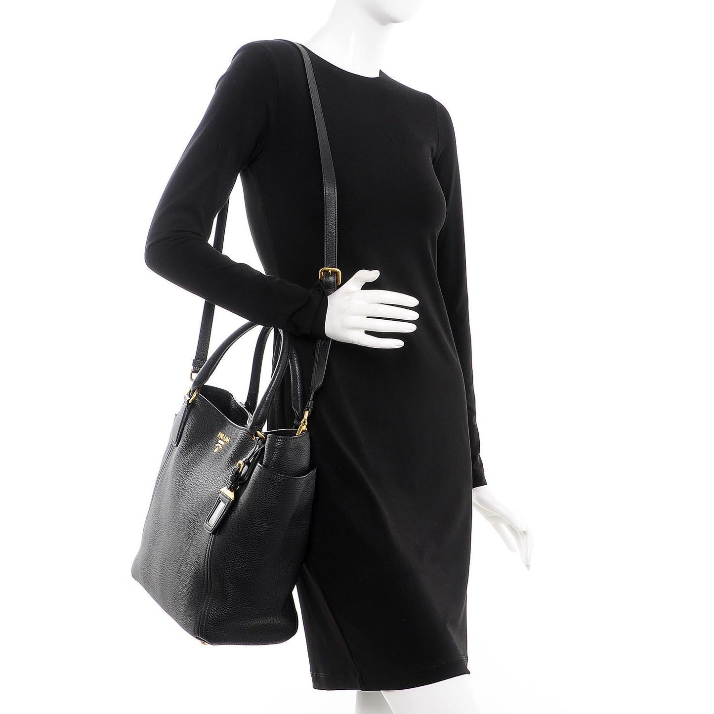 Vitello Daino Side Pocket Tote Nero Black
