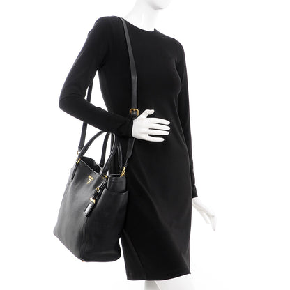 Prada Vitello Daino Side Pocket Tote Nero Black 2 of 11