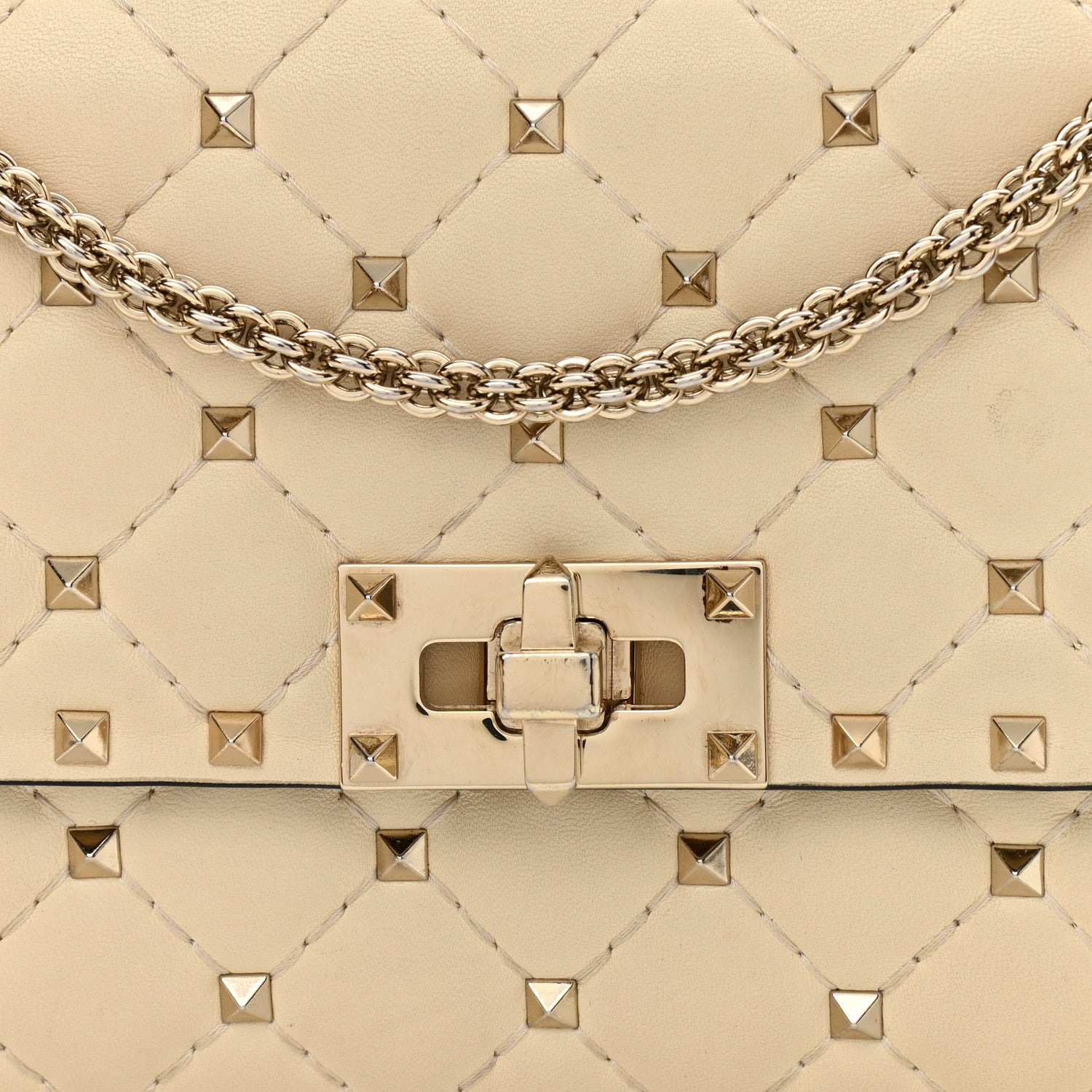 Valentino Garavani Nappa Rockstud Spike Wallet on Chain Light Ivory 7 of 12
