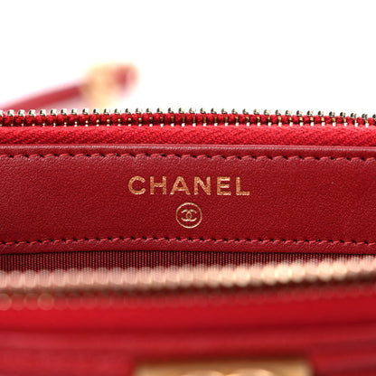 Chanel Caviar Quilted Small Boy Clutch With Chain Red 8 of 11