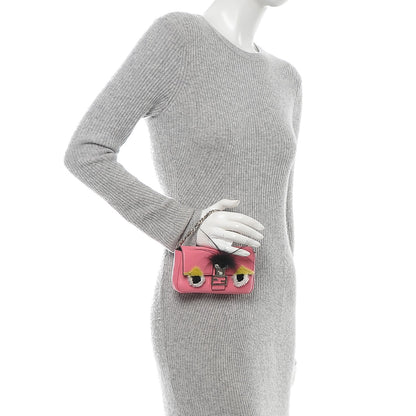 Fendi Nappa Rabbit Fox Fur Micro Buggie Baguette Rosa Fluo Multicolor 2 of 6
