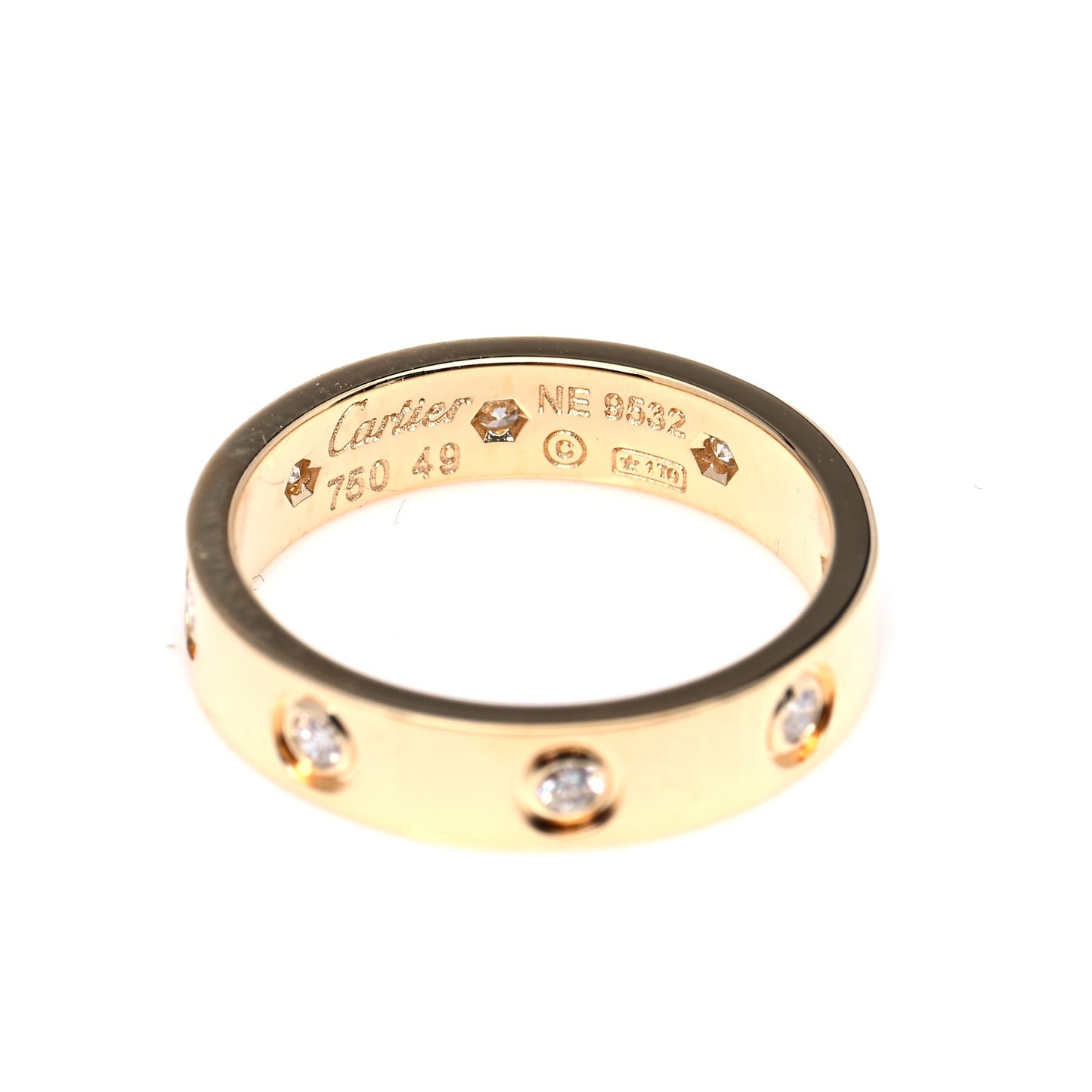 18K Yellow Gold 8 Diamond 4mm LOVE Wedding Band Ring 49 5