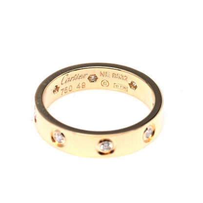 Cartier 18K Yellow Gold 8 Diamond 4mm LOVE Wedding Band Ring 49 5 5 of 7