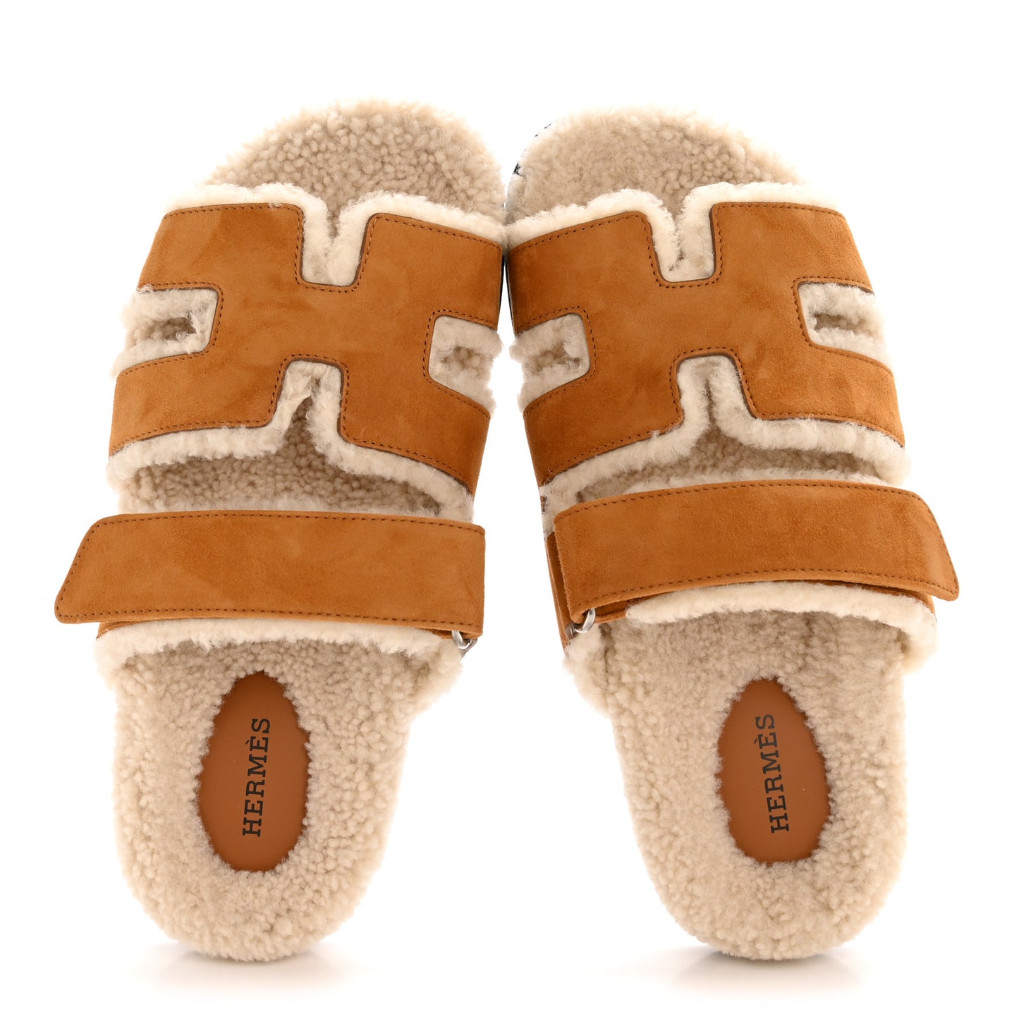 Suede Goatskin Woolskin Womens Chypre Sandals 38.5 Naturel Ecru