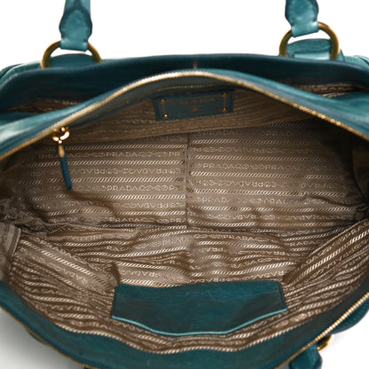 Prada Glace Calfskin Shopping Tote Blue 5 of 12
