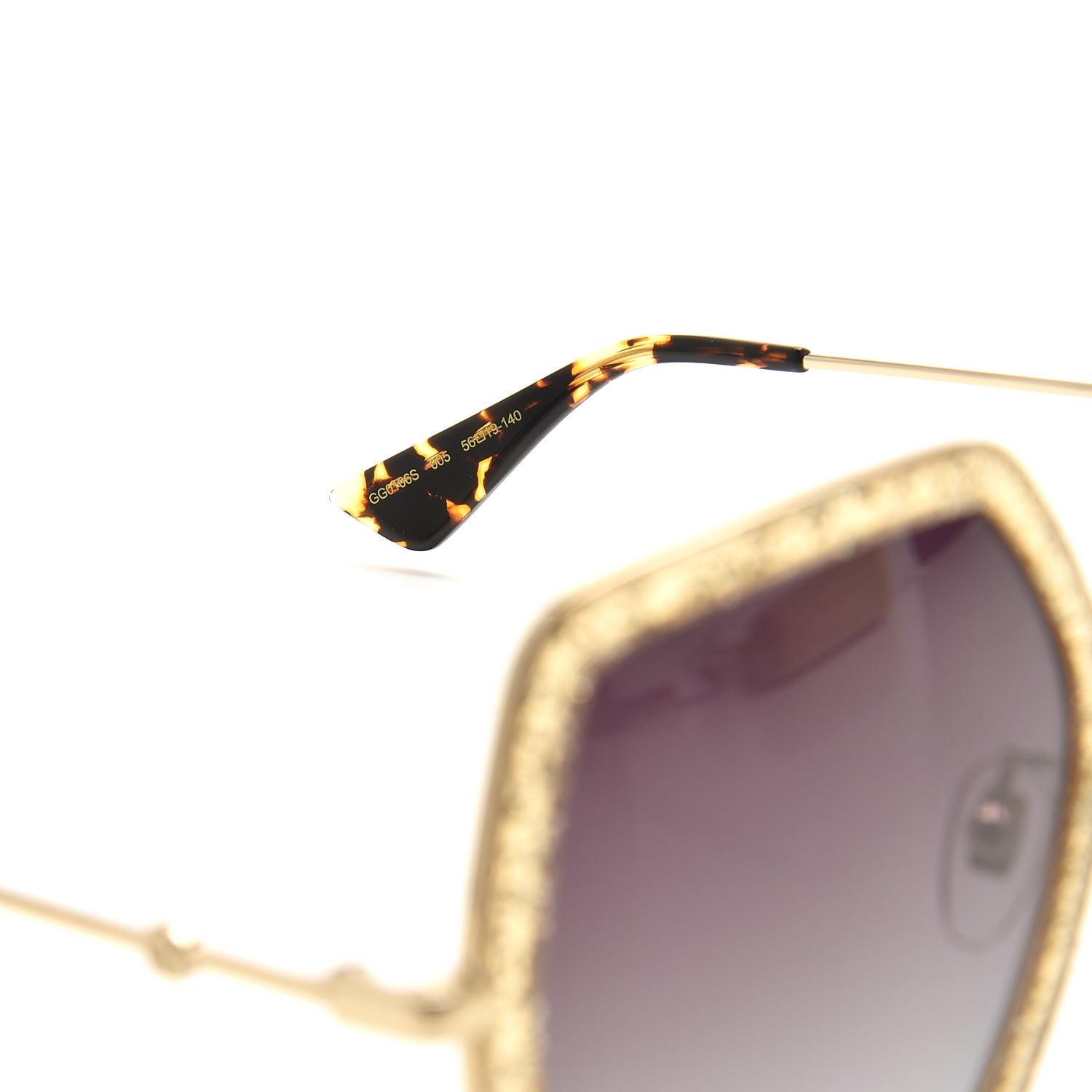 Gucci Glitter Acetate Oversize Square Frame Sunglasses GG0106S Gold 6 of 8