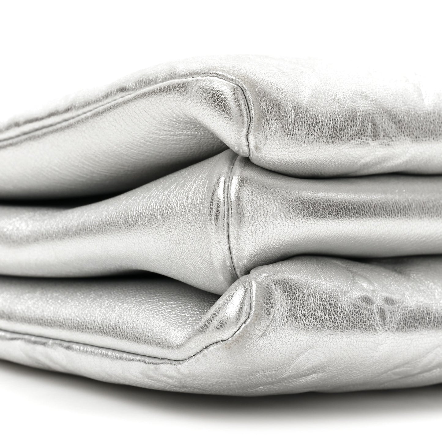 Metallic Lambskin Embossed Monogram Coussin BB Silver