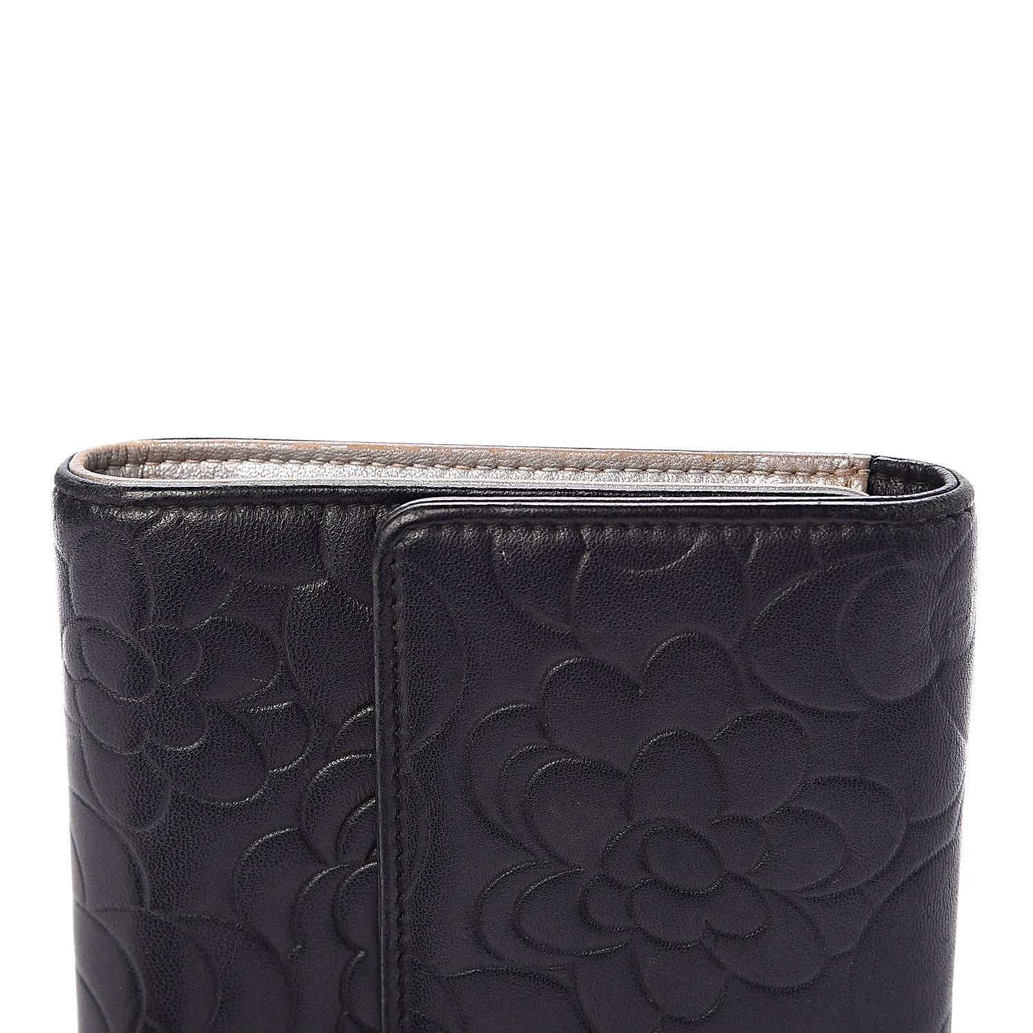 Chanel Lambskin Camellia Embossed Large Flap Wallet Black 15 of 17