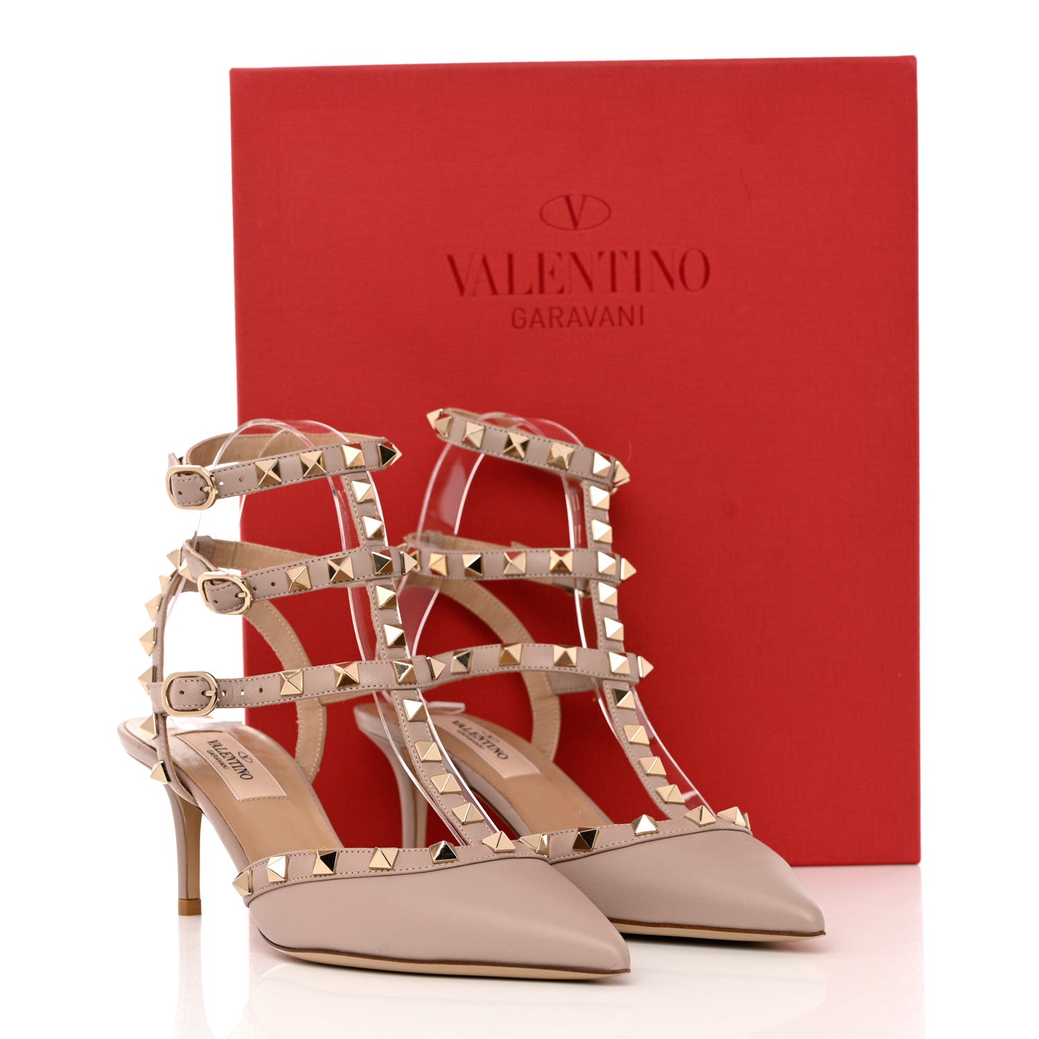 Valentino Garavani Calfskin Nappa Rockstud Ankle Strap 65mm Pumps 36 Poudre 12 of 12
