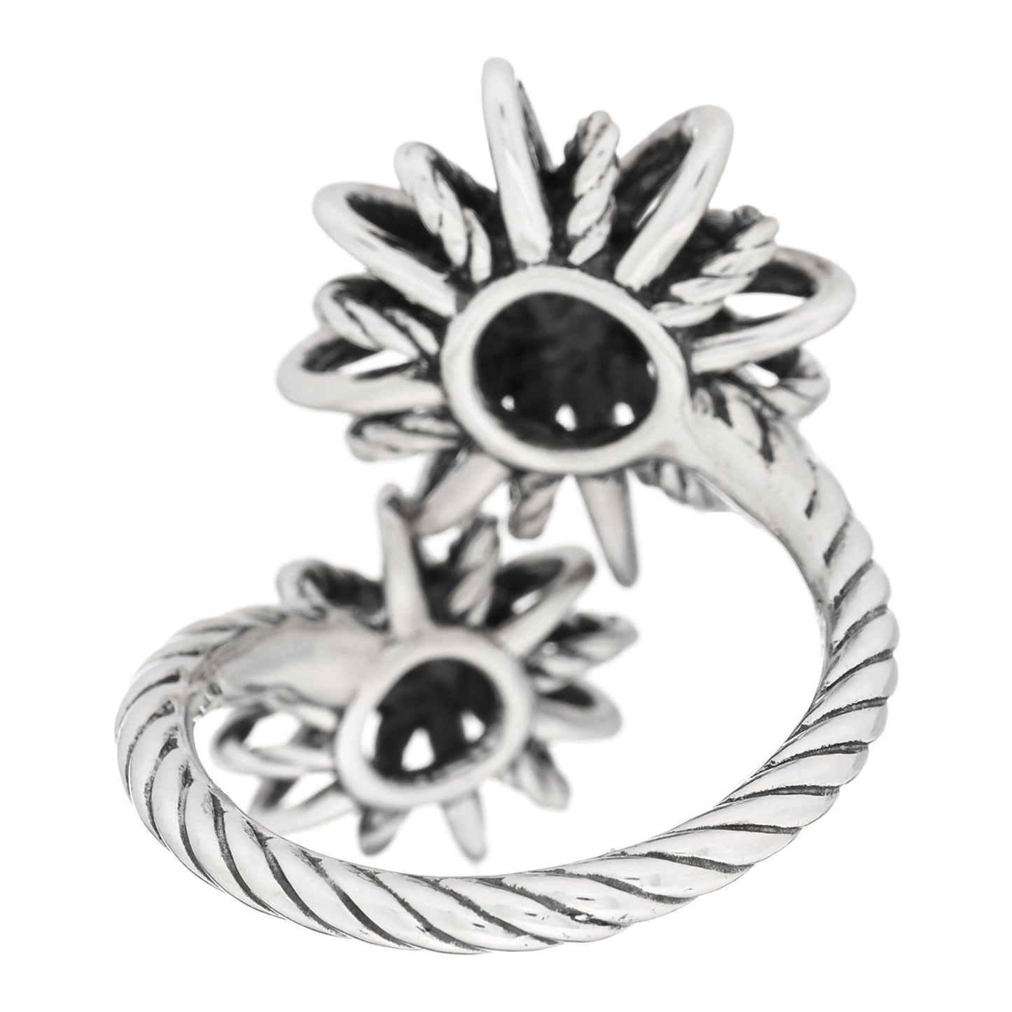 Sterling Silver Diamond 28mm Open Starburst Ring 56 7.5