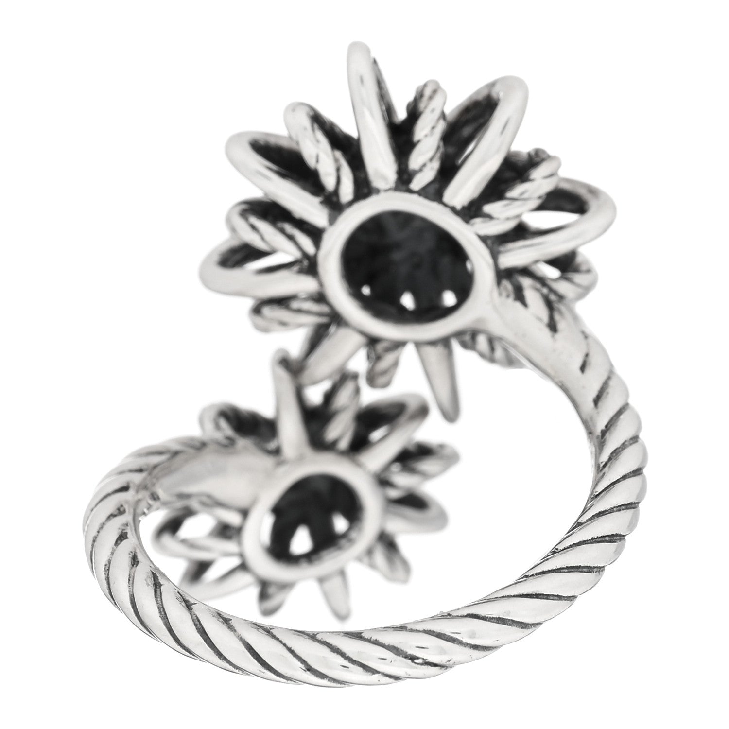David Yurman Sterling Silver Diamond 28mm Open Starburst Ring 56 7.5 3 of 4