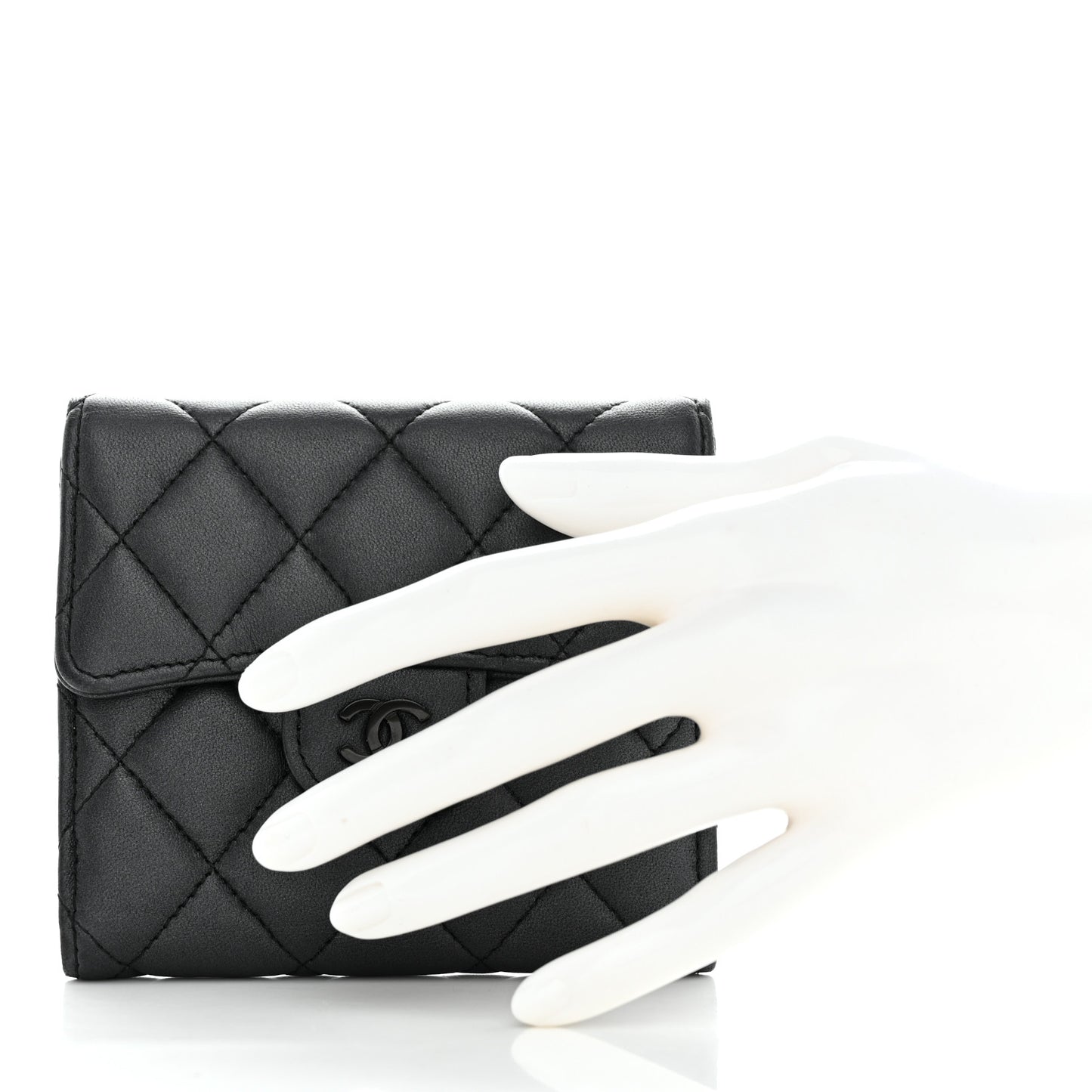 Lambskin Quilted Compact Flap Wallet So Black