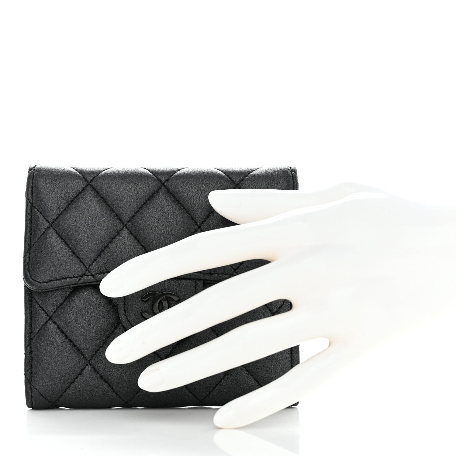 Chanel Lambskin Quilted Compact Flap Wallet So Black 3 of 9