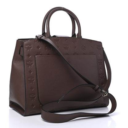 MCM Calfskin Ottomar Monogram Medium Essential Tote Chestnut 2 of 7